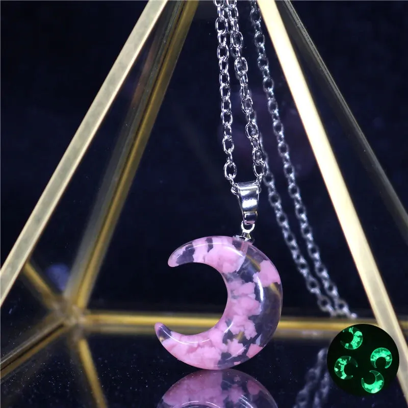 Chic Transparent Resin Round Ball Moon Pendant Necklace