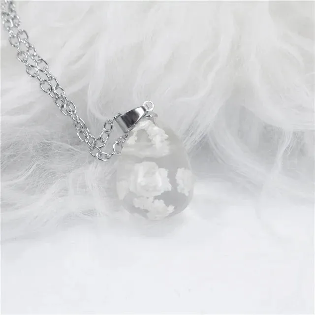 Chic Transparent Resin Round Ball Moon Pendant Necklace