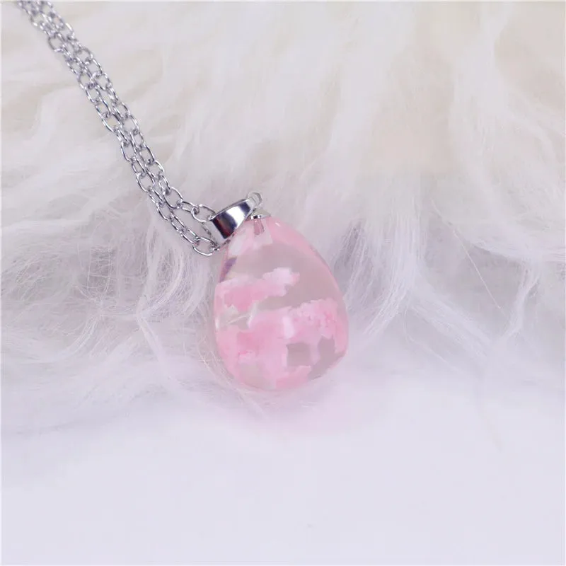 Chic Transparent Resin Round Ball Moon Pendant Necklace