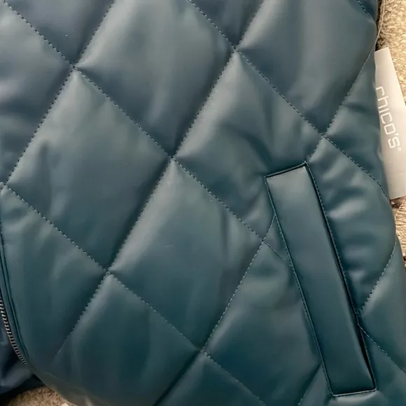 Chico’s Quilted Faux Leather Teal Vest