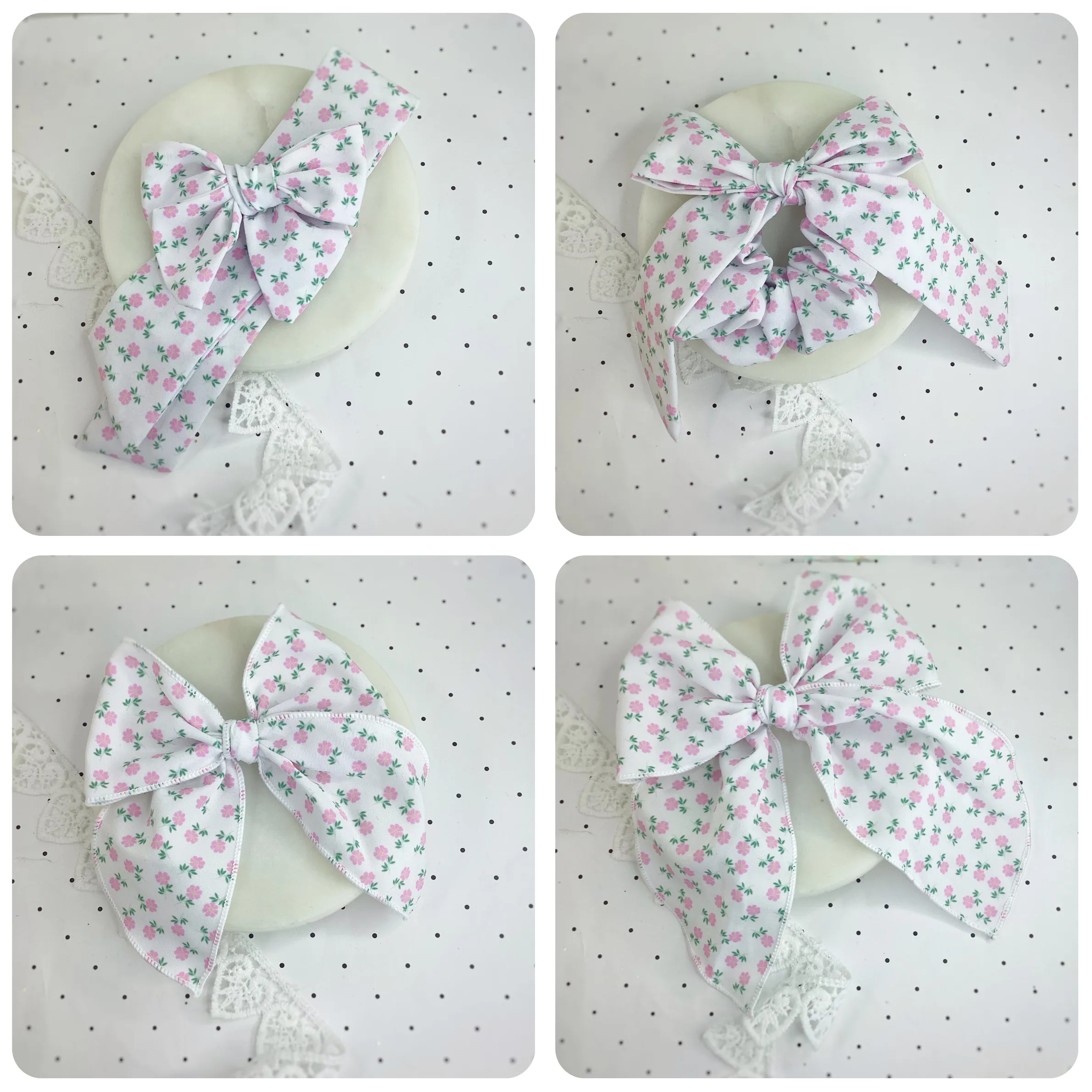 Chinoise Rose Bow Strip and Scrunchie Collection