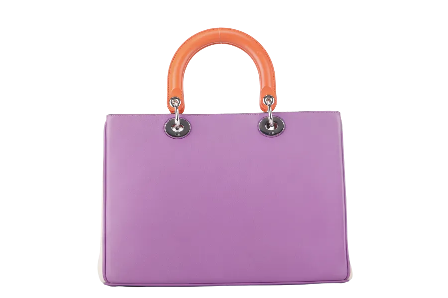 CHRISTIAN DIOR DIORISSIMO MEDIUM (09-MA-0134) TRICOLOR CALFSKIN SILVER HARAWARE WITH POUCH , STRAPS AND DUST COVER
