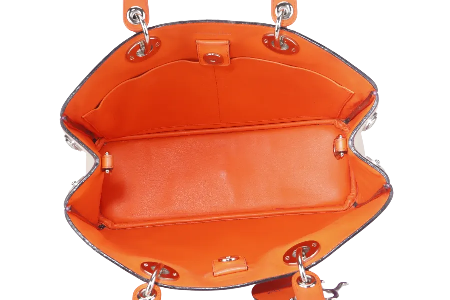 CHRISTIAN DIOR DIORISSIMO MEDIUM (09-MA-0134) TRICOLOR CALFSKIN SILVER HARAWARE WITH POUCH , STRAPS AND DUST COVER