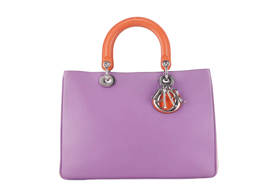 CHRISTIAN DIOR DIORISSIMO MEDIUM (09-MA-0134) TRICOLOR CALFSKIN SILVER HARAWARE WITH POUCH , STRAPS AND DUST COVER
