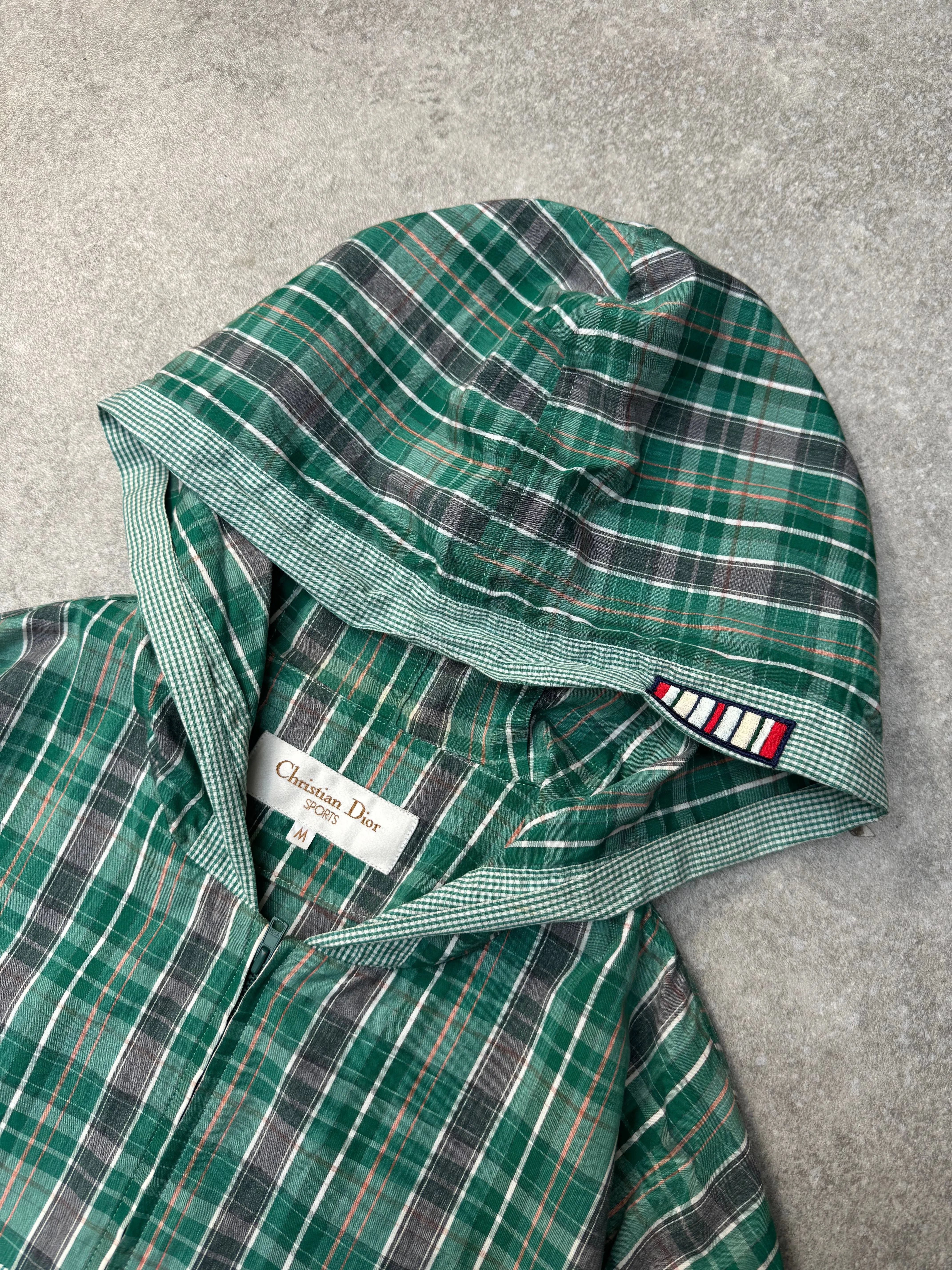 Christian Dior Sports Tartan Green Hooded Lightweight Jacket