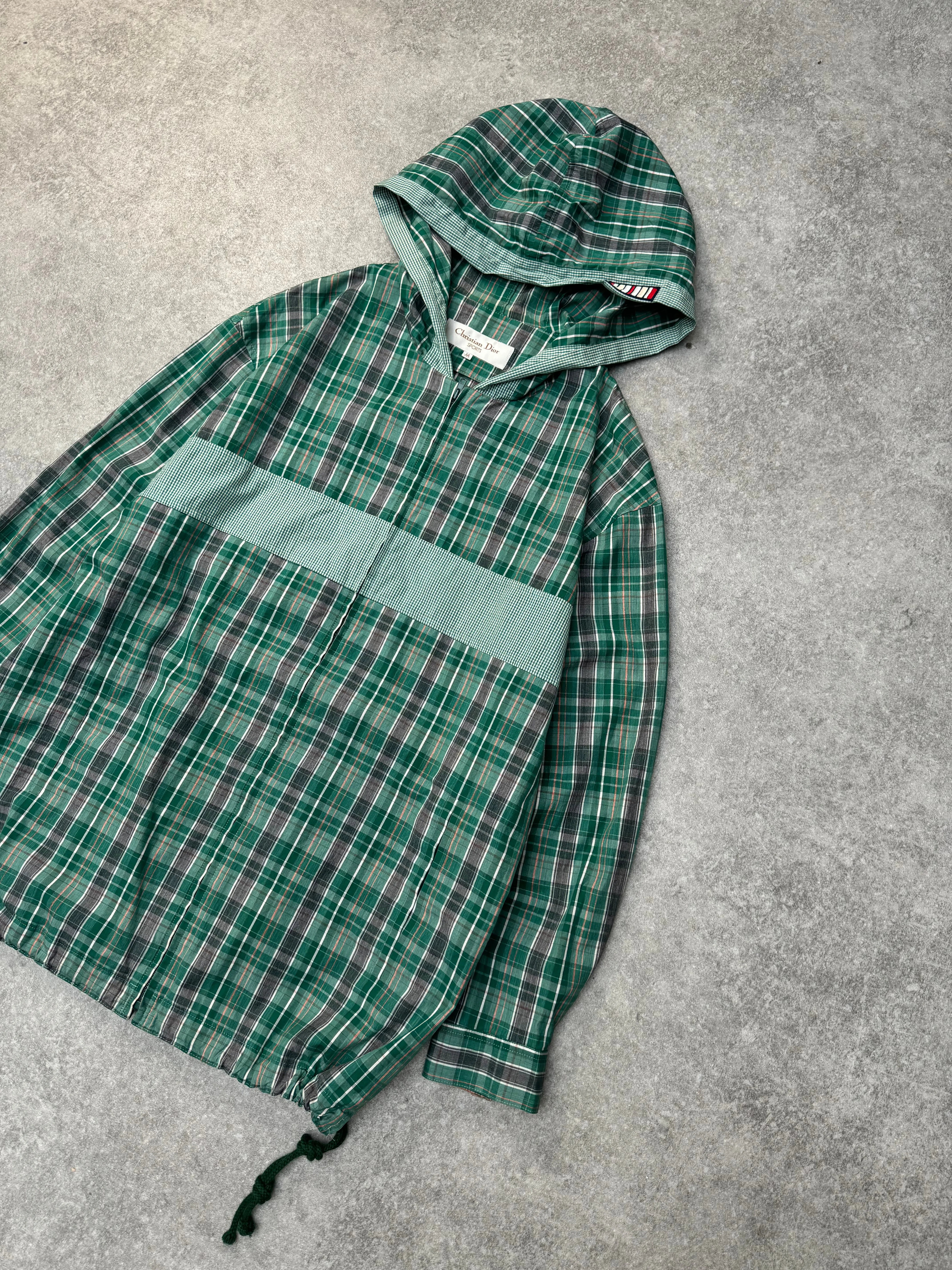 Christian Dior Sports Tartan Green Hooded Lightweight Jacket
