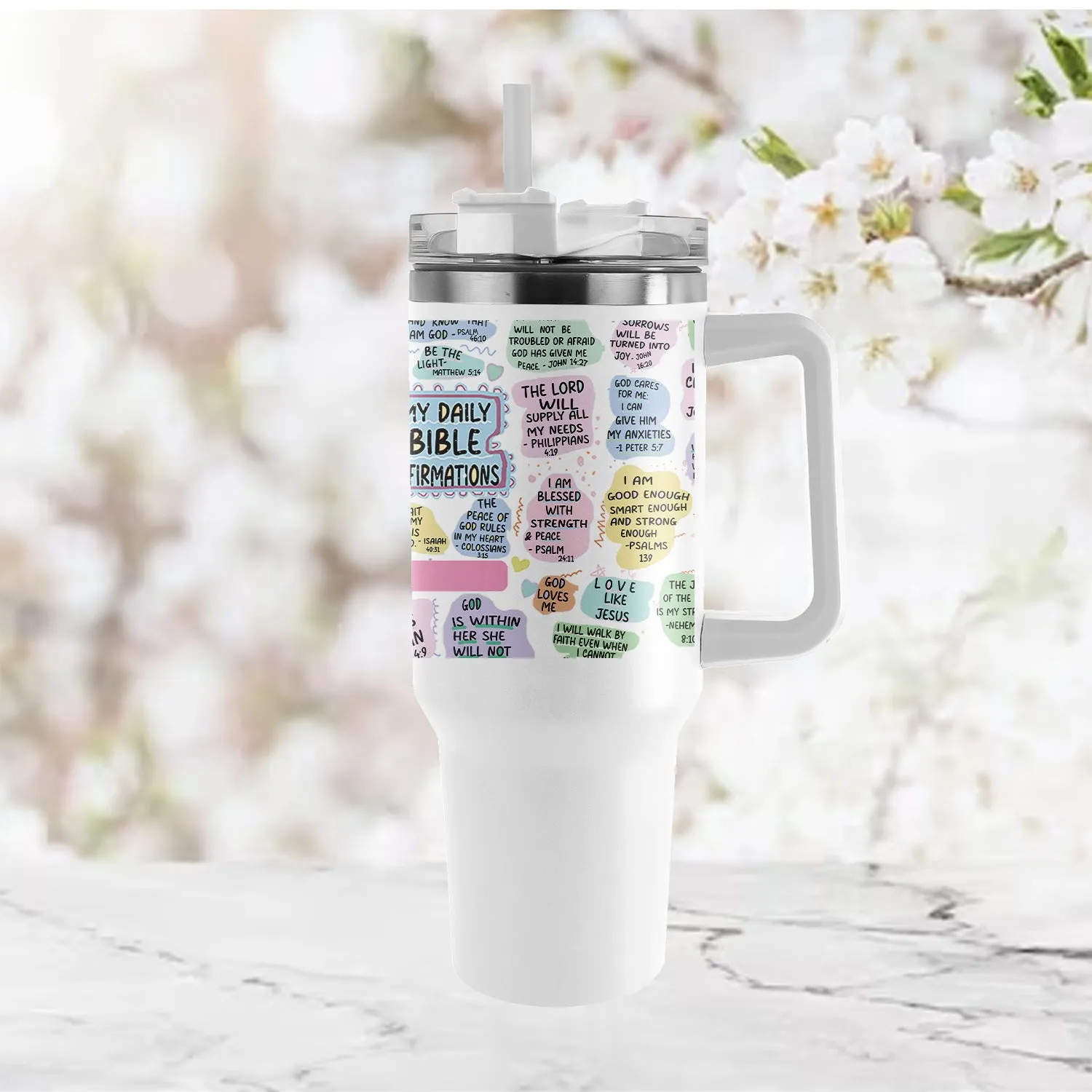 Christianartbag Drinkware, My Daily Bible Affirmations Personalized Tumbler With Handle, Personalized Tumbler With Handle, Tumbler Tumbler With Handle, Christmas Gift, CAB01280823