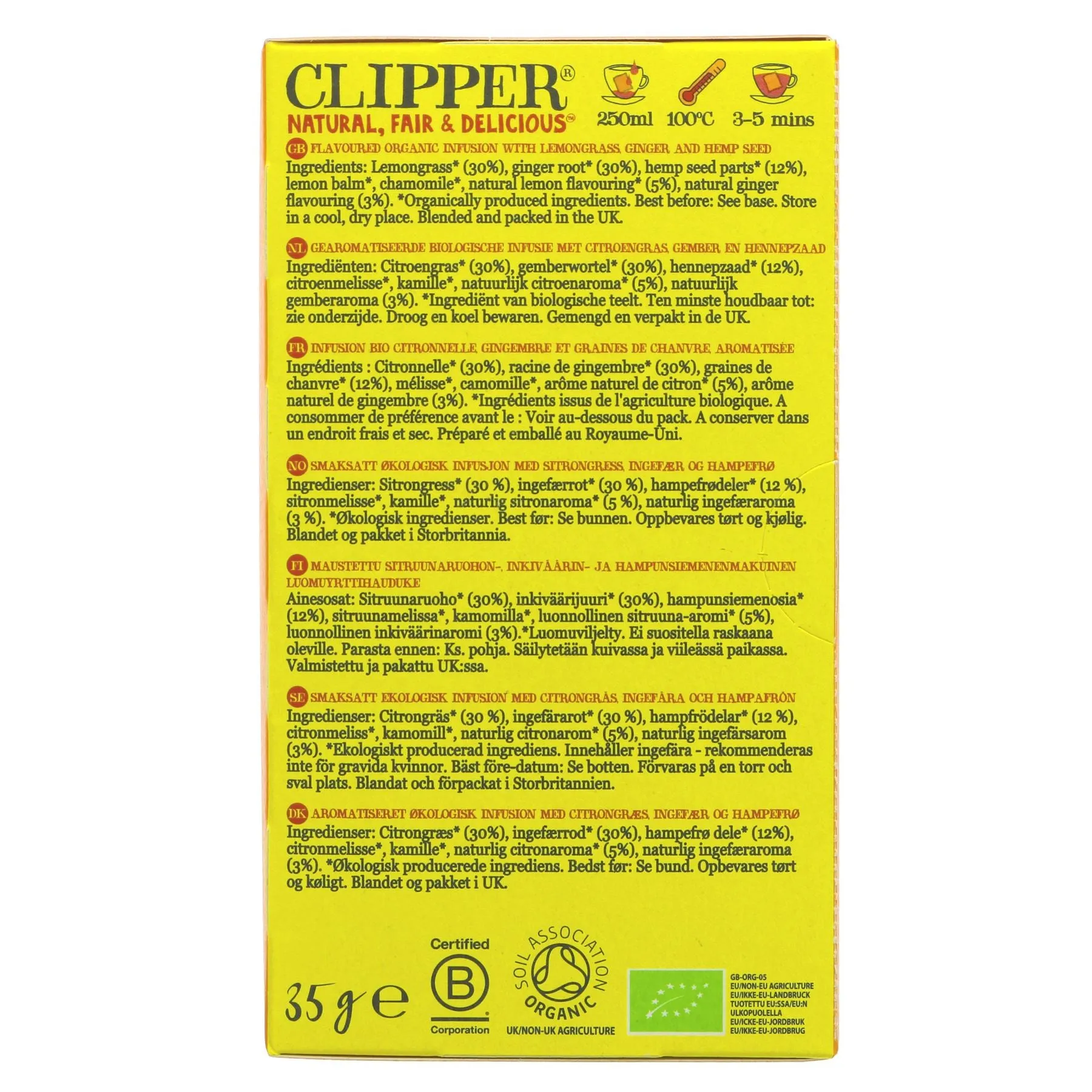 Clipper | Groovy Ginger - Hemp, Lemongrass and Ginger | 20 bags