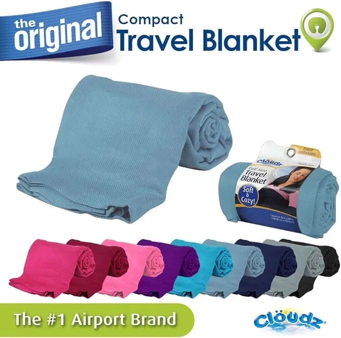 Cloudz Compact Travel Blanket - Light Blue