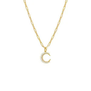 Colored Half Circle 3 Prong CZ Necklace