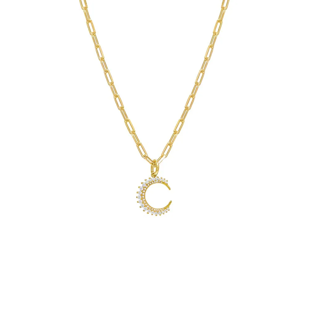 Colored Half Circle 3 Prong CZ Necklace