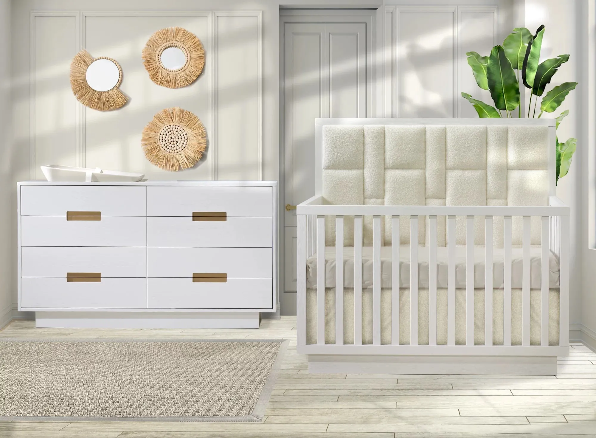 Como 5-in-1 Convertible Crib with Upholstered Panel