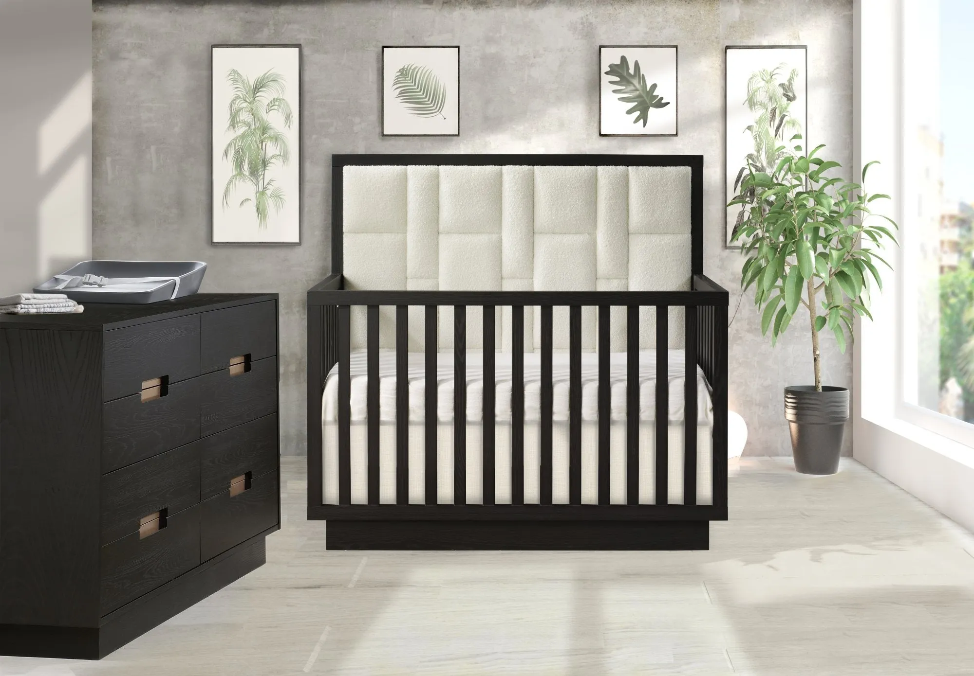 Como 5-in-1 Convertible Crib with Upholstered Panel