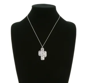 Conrad Stamped Cactus Fashion Necklace or Earrings - Silver