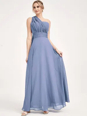 Convertible Chiffon Bridesmaid Dress Wrap Slate Blue Maxi Gown