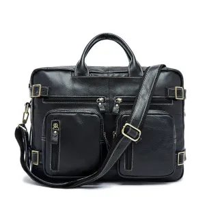 Convertible Leather Backpack, Men's Shoulder Bag, Large Capacity Leather Briefcase