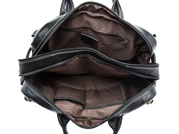 Convertible Leather Backpack, Men's Shoulder Bag, Large Capacity Leather Briefcase
