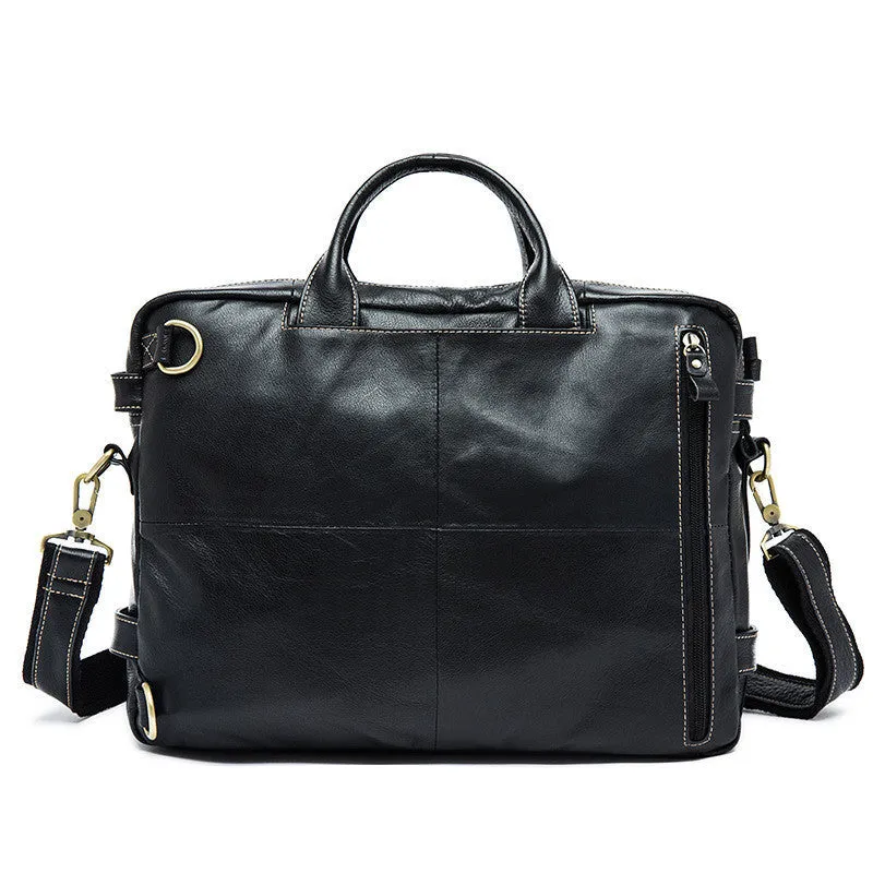 Convertible Leather Backpack, Men's Shoulder Bag, Large Capacity Leather Briefcase
