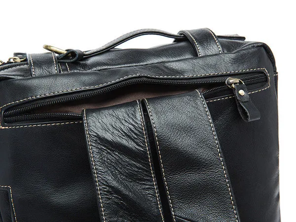 Convertible Leather Backpack, Men's Shoulder Bag, Large Capacity Leather Briefcase
