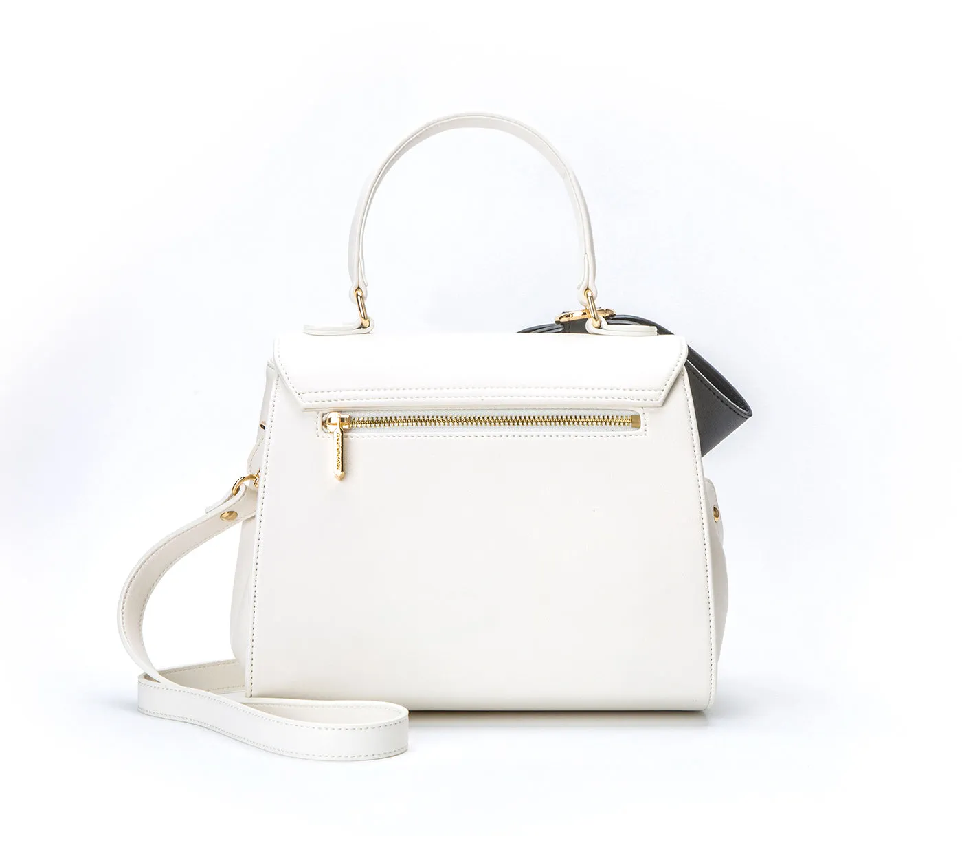 Cottontail - White   Black Vegan Leather Bag