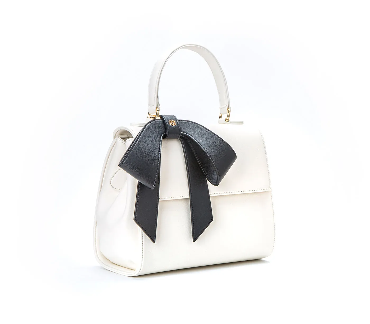 Cottontail - White   Black Vegan Leather Bag
