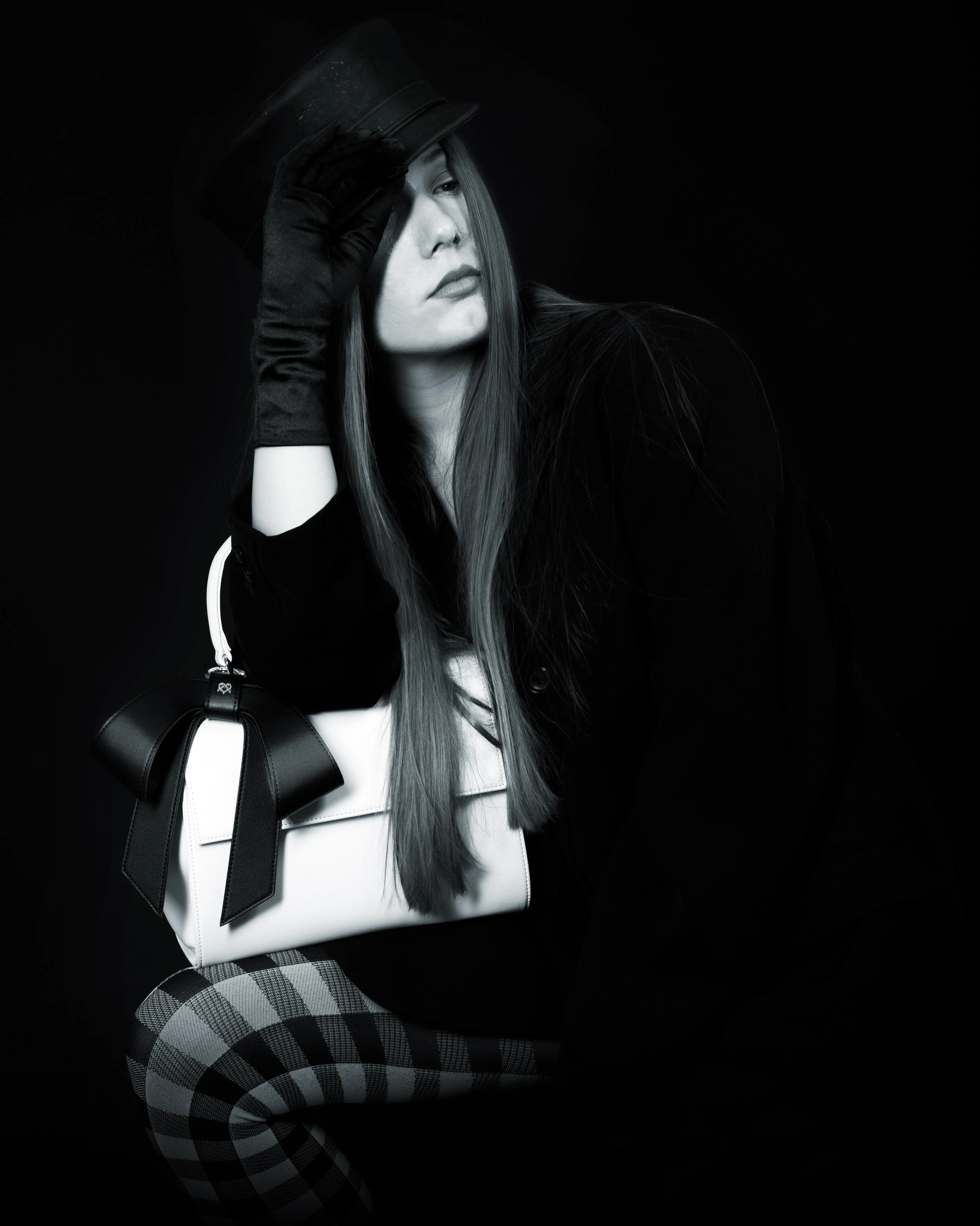 Cottontail - White   Black Vegan Leather Bag