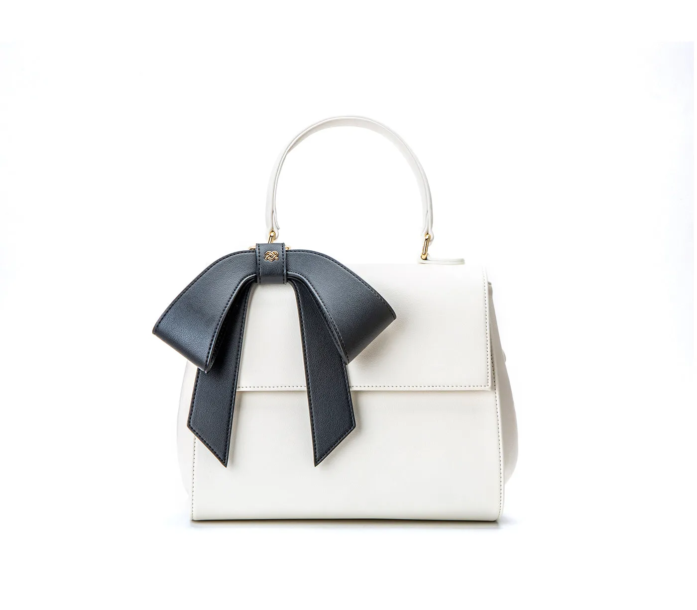 Cottontail - White   Black Vegan Leather Bag
