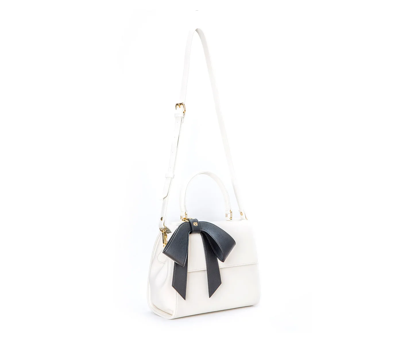 Cottontail - White   Black Vegan Leather Bag