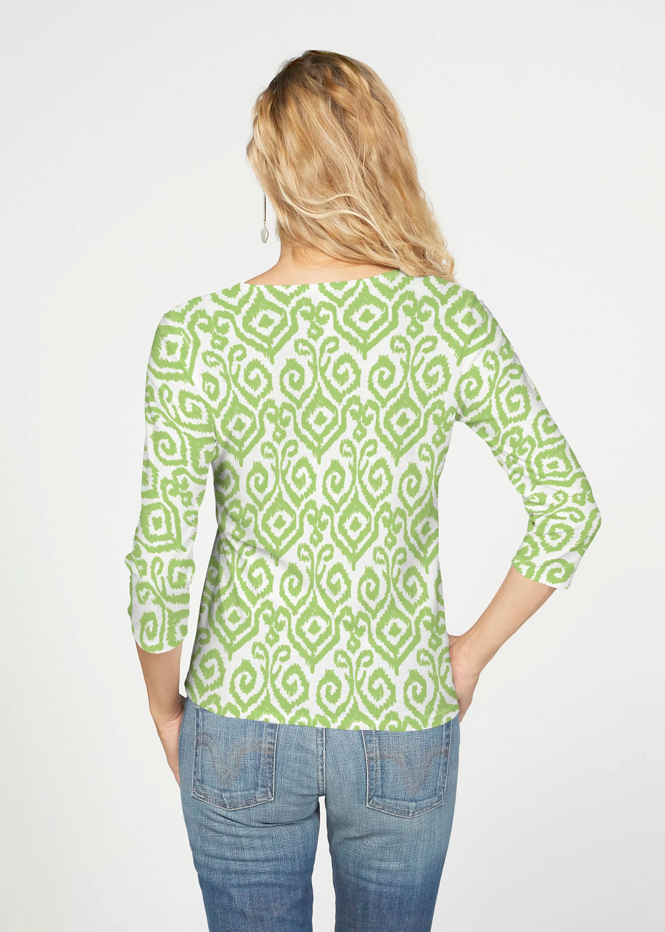Crayola Aqua- Lime (8029) ~ French Terry Tie 3/4 Sleeve Top