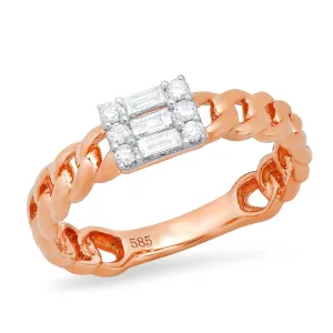 Cuban Link Baguette and Diamond Ring
