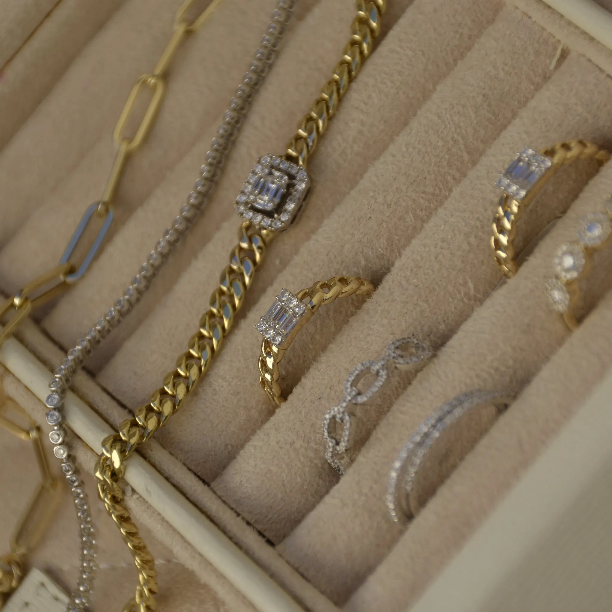 Cuban Link Baguette and Diamond Ring