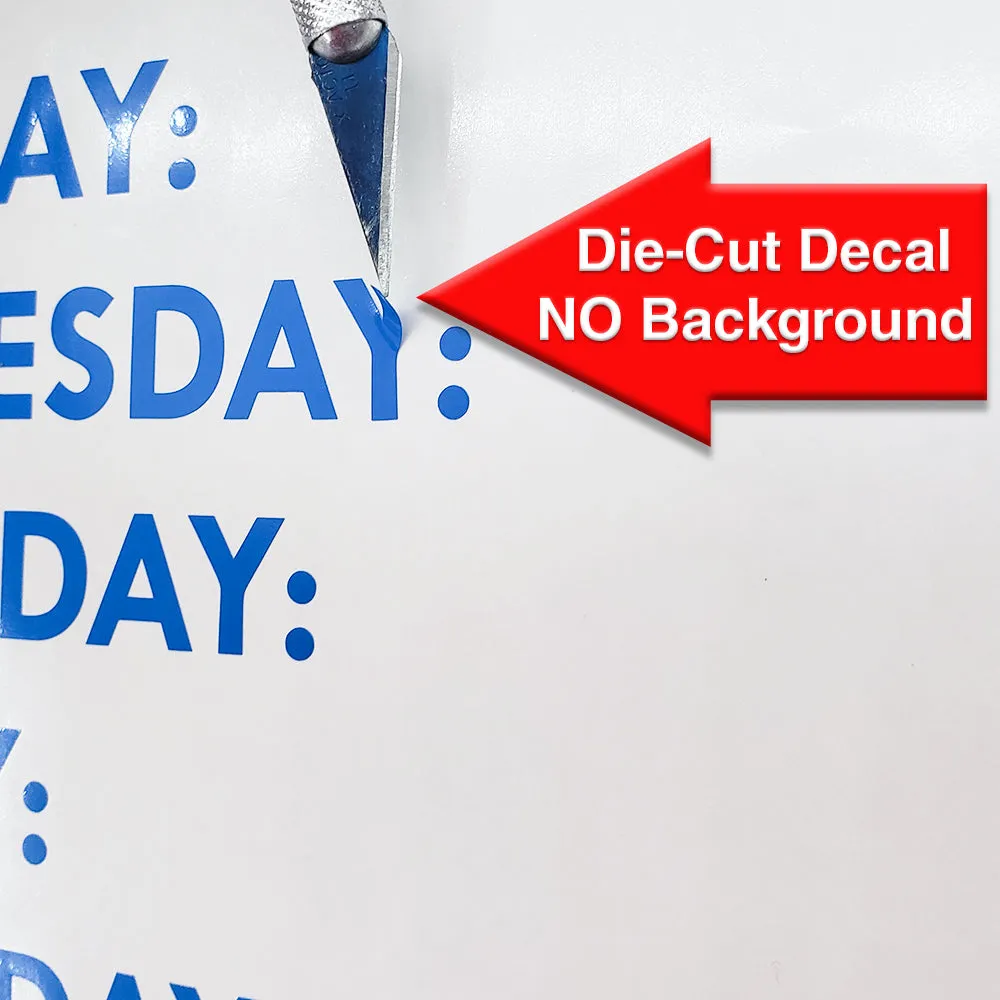 Custom Decal - Business Hours. Store Hours Decal. Style 2