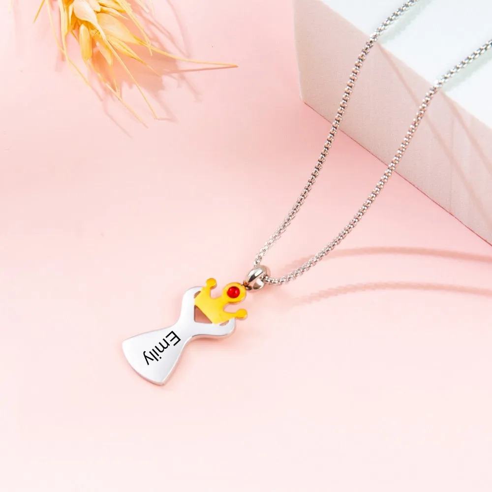 Customized Crown Necklace With Engraving Name