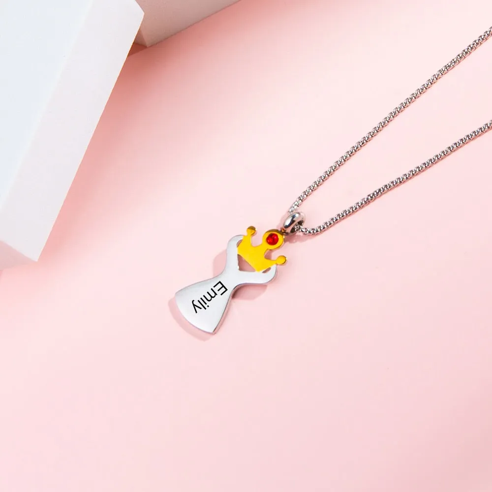 Customized Crown Necklace With Engraving Name