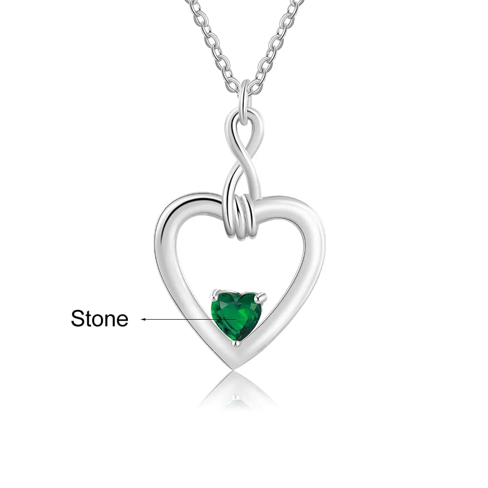 Customized Inlaid Birthstone Infinity Necklace