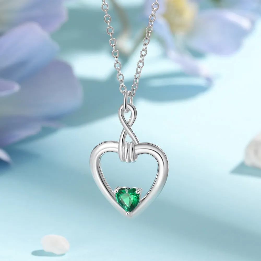 Customized Inlaid Birthstone Infinity Necklace
