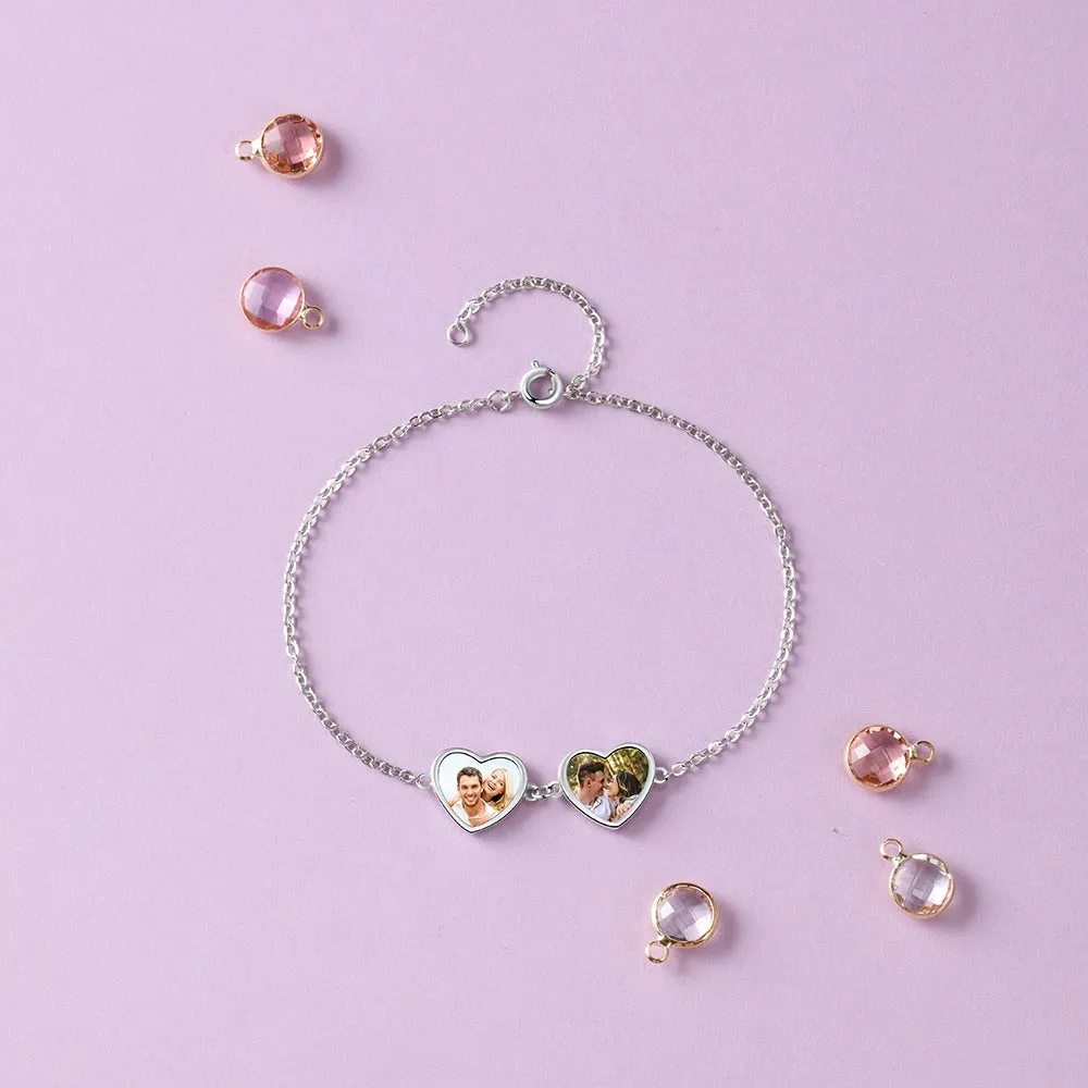 Customized Photo Double Cordate Chain Bracelet