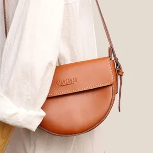 Cute Black LEATHER Saddle Bag WOMEN SHOULDER BAG Small Saddle Crossbody Purse FOR WOMEN