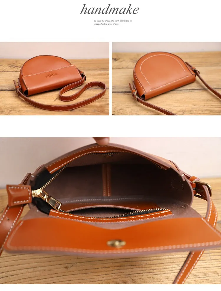 Cute Black LEATHER Saddle Bag WOMEN SHOULDER BAG Small Saddle Crossbody Purse FOR WOMEN