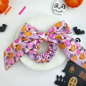 Cutesy Pink Pumpkins Bow Strip, Baby Headwrap and Scrunchie Collection