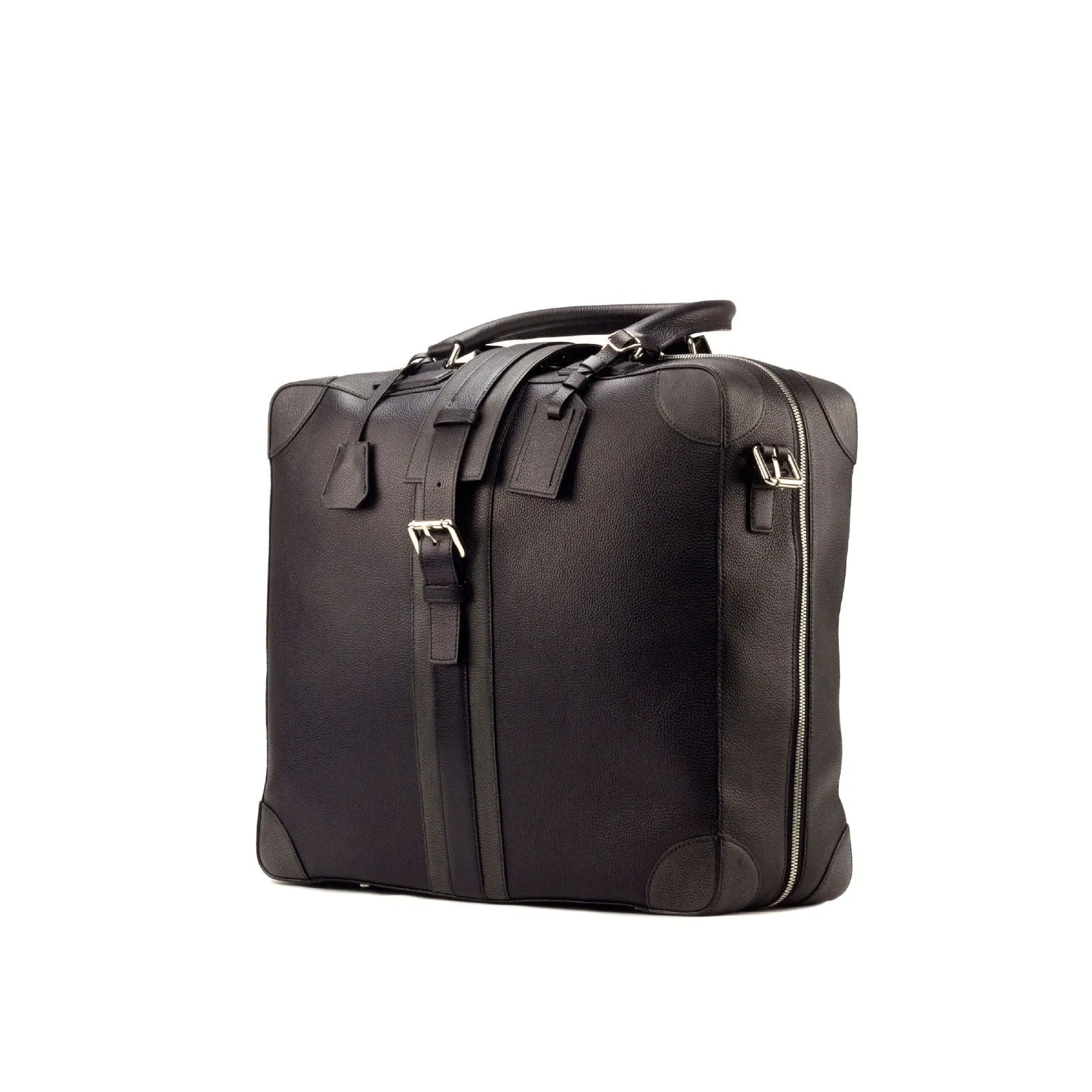 DapperFam Luxe Men's Travel Tote in Grey Painted Full Grain