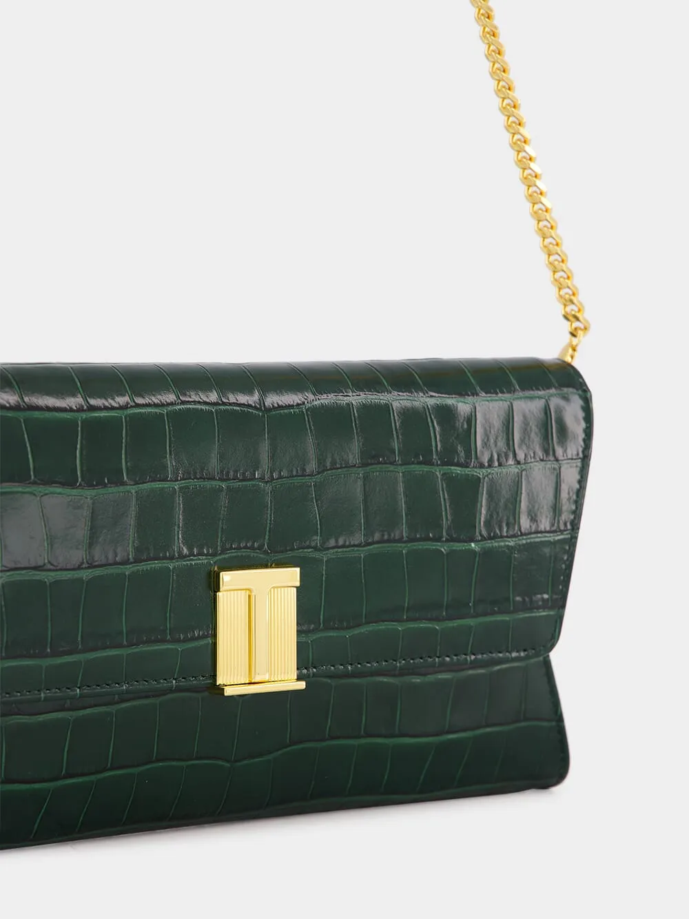Dark Green Crocodile Leather Nobile Clutch