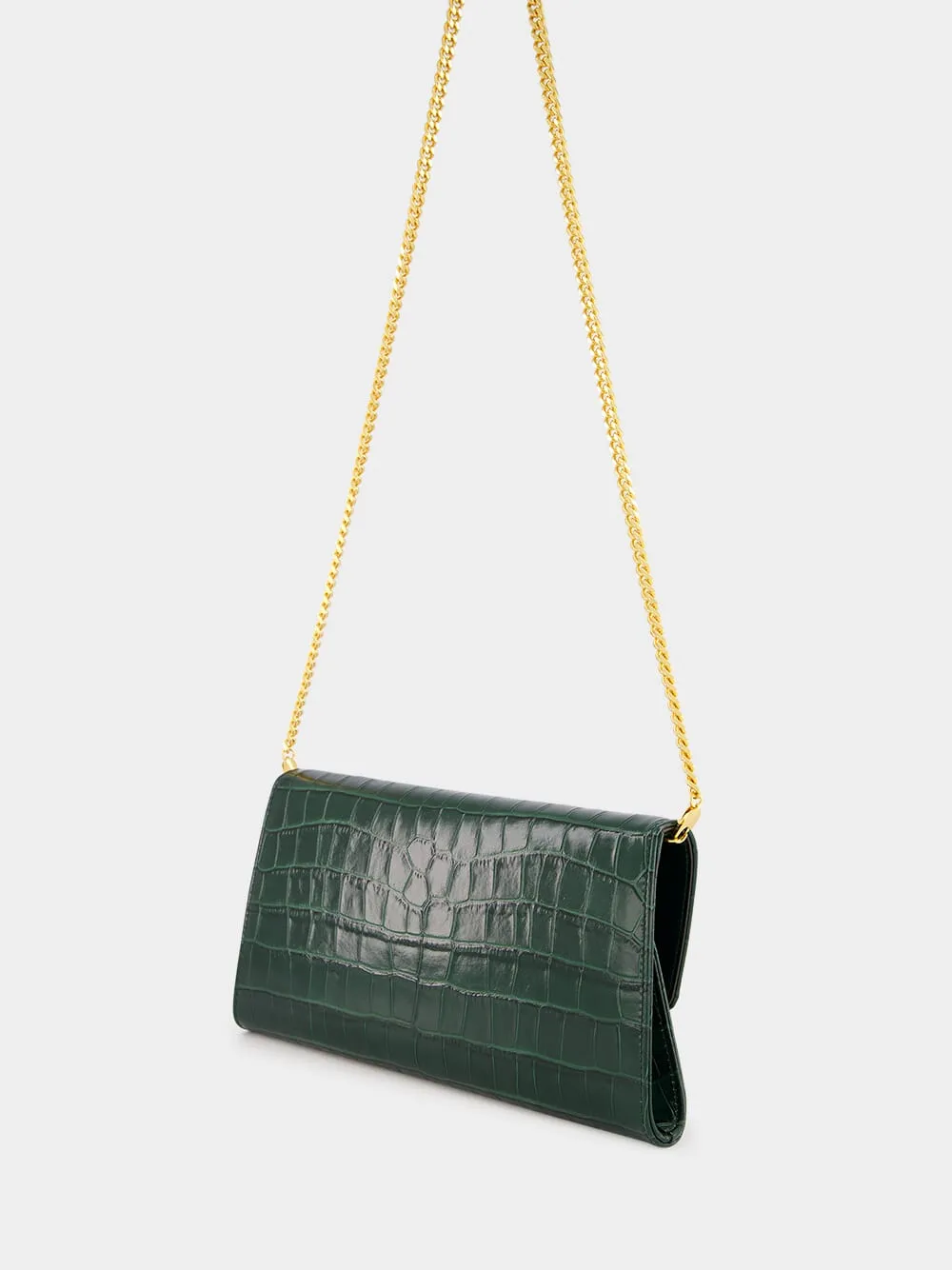 Dark Green Crocodile Leather Nobile Clutch