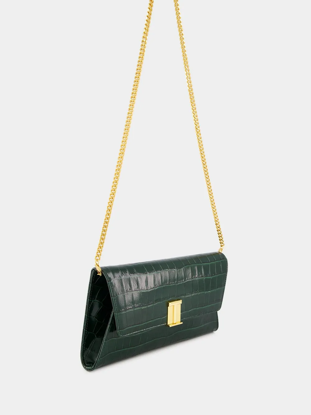 Dark Green Crocodile Leather Nobile Clutch