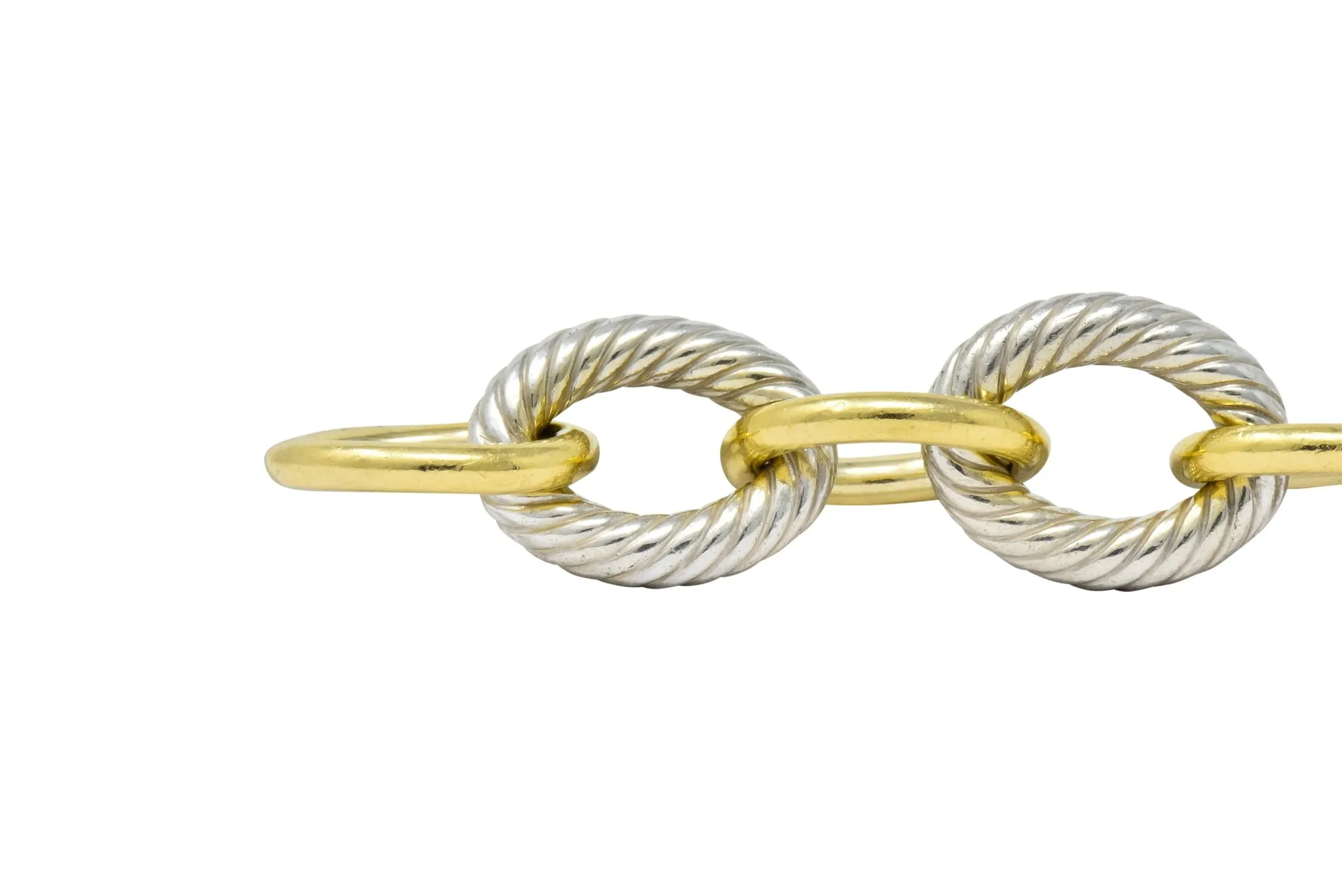 David Yurman 18 Karat Gold Extra Large Oval Sterling Silver Link Bracelet