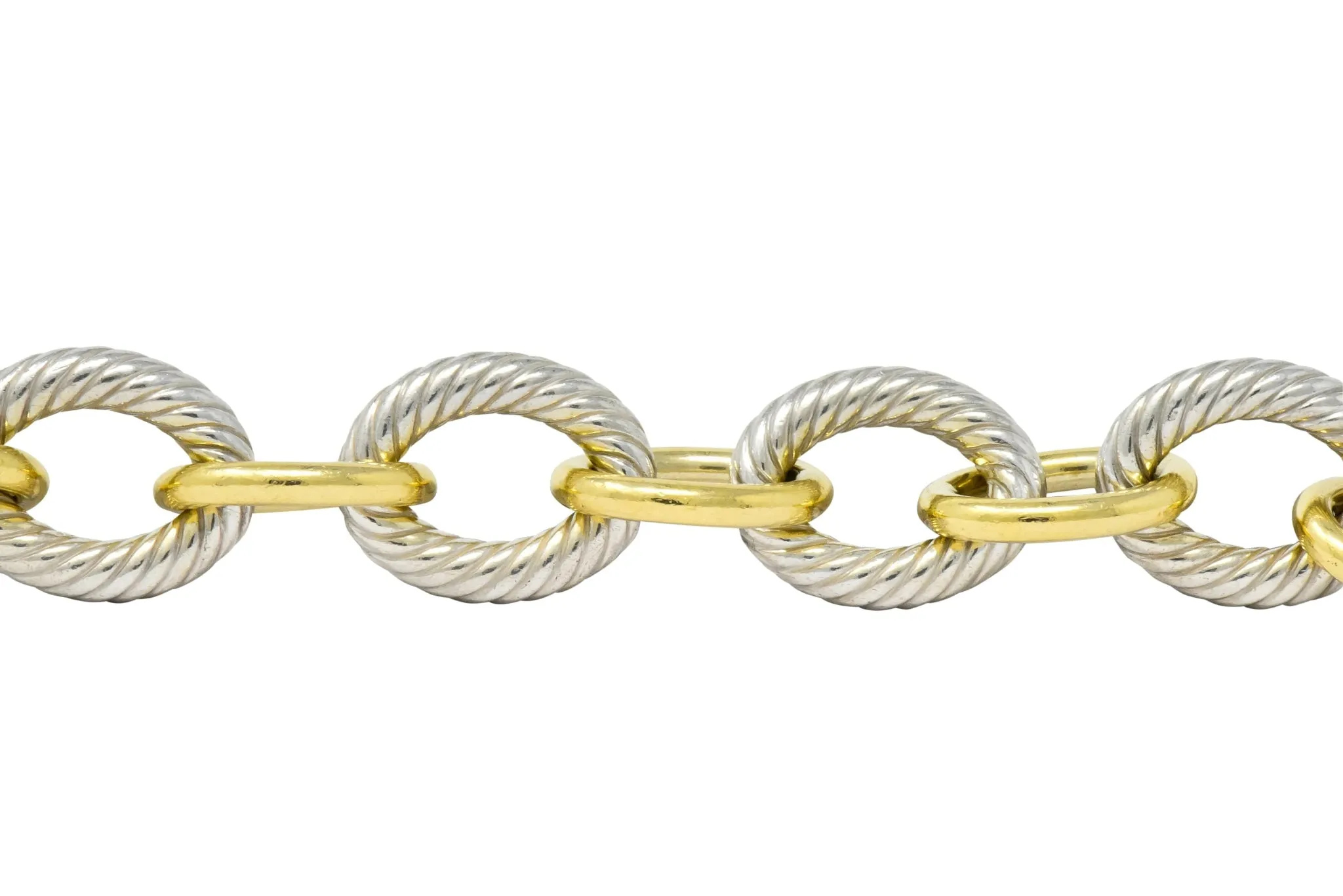 David Yurman 18 Karat Gold Extra Large Oval Sterling Silver Link Bracelet