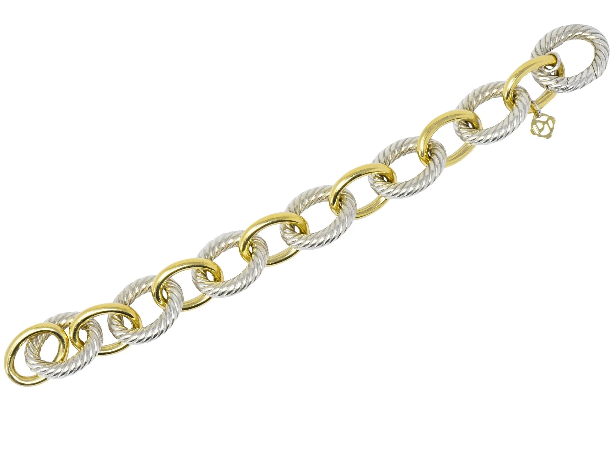 David Yurman 18 Karat Gold Extra Large Oval Sterling Silver Link Bracelet