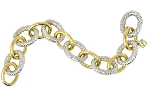 David Yurman 18 Karat Gold Extra Large Oval Sterling Silver Link Bracelet