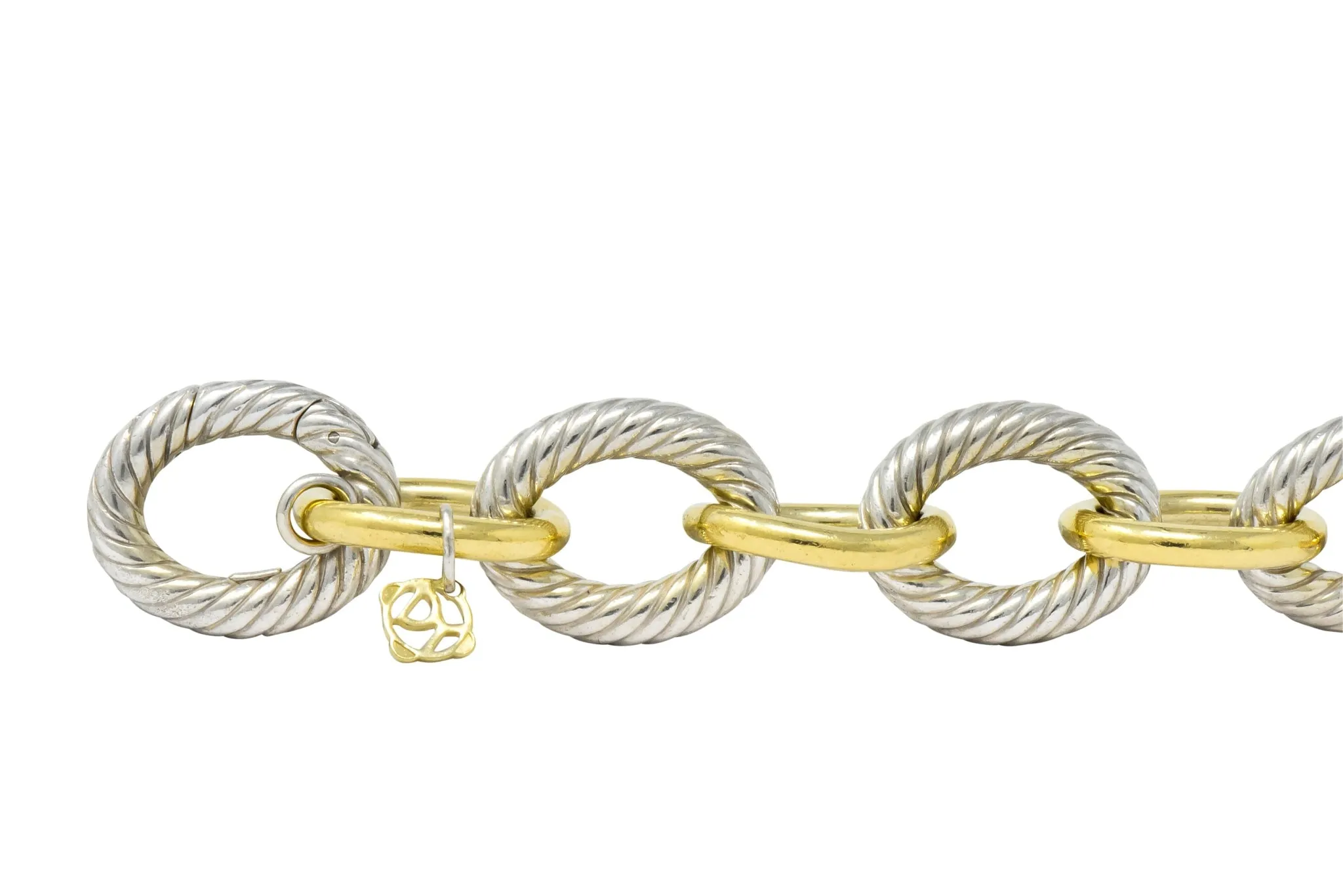 David Yurman 18 Karat Gold Extra Large Oval Sterling Silver Link Bracelet