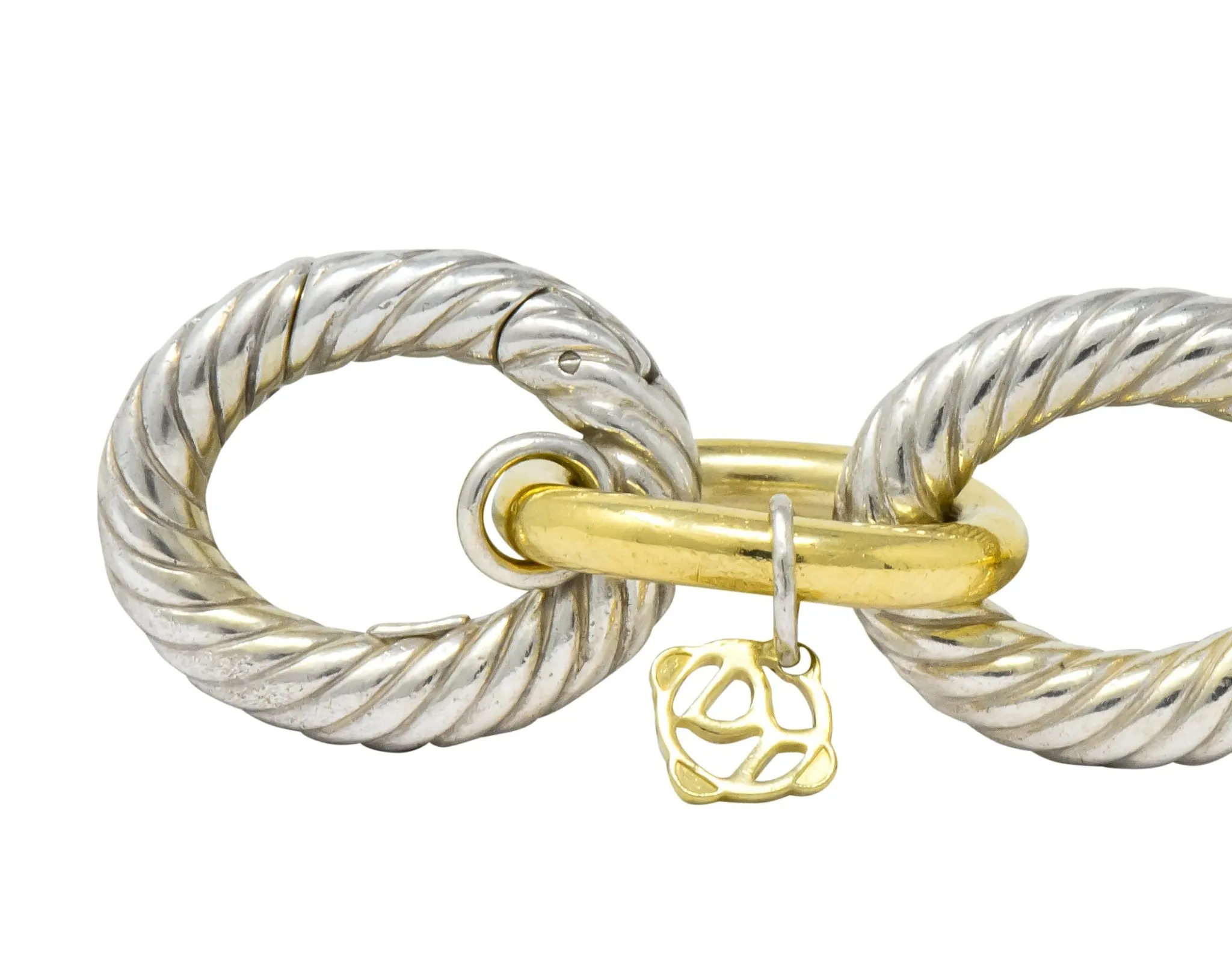 David Yurman 18 Karat Gold Extra Large Oval Sterling Silver Link Bracelet